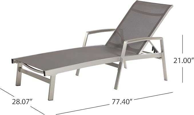 Christopher Knight Home Joy Outdoor Mesh and Aluminum Chaise Lounge (Set of 4), Gray - Photo 9