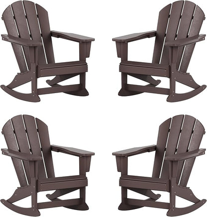 WestinTrends Malibu Outdoor Patio Porch Rocking Adirondack Chair (Set of 4), Dark Brown