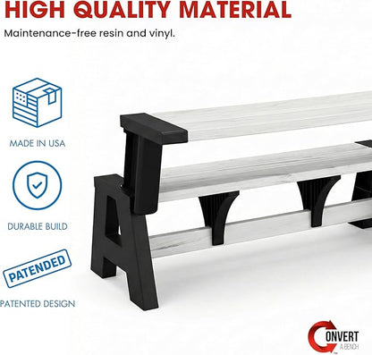 Convert-a-Bench Gen 1 2-in-1 Outdoor Convertible Bench to Picnic Table | Space-Saving, Weather-Resistant Patio Furniture for Yard, Deck, Garden | Easy Assembly & Durable, Midnight Birch
