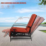 SUNCROWN Outdoor Recliner Chair Patio Adjustable Relaxing Chairs Outdoor Metal Furniture Chair with Thick Cushion, Red - Photo 6
