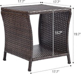 Outdoor Side Table for Patio Small Rattan Wicker Coffee Table Balcony Table Outside End Table with Poly Lumber Table - Photo 2