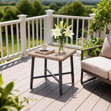 Outdoor Wicker Side Table Small Square Patio Rattan Table Adopt Sturdy Galvanized Steel Frame Powder-Coated Legs - Photo 2