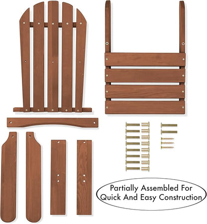 Casafield Children's Adirondack Chairs, Set of 2 Cedar Wood Outdoor Kid's Chairs for Patio, Deck, Lawn and Garden, Partially Pre-Assembled - Espresso