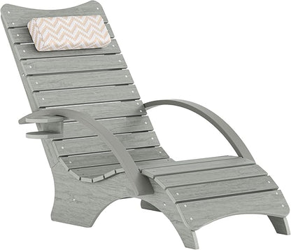 Pool Lounge Chairs Set of 2, Shallow Water 8-10 Inches Deep, HDPS Fade Resistant Pool Tanning Chair with Armrest, Cup Holder, Headrest, 330lbs Capacity, Outdoor Beach Deck Sun Lounger, Gray