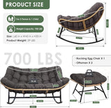 RADIATA Double Rocking Chair with Ottomans, Oversized Egg Rocking Chair for 2 - Photo 2