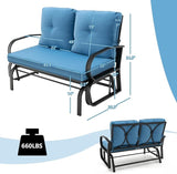 Giantex 2 Seats Glider Bench for Outside, Patio Glider Porch Loveseat w/Cushions & Powder Coated Steel Frame - Photo 2