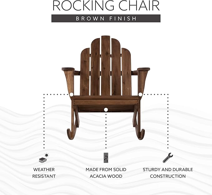 Linon Woodstock Rocking Chair, Teak