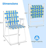 GYMAX Lawn Chair Folding, Webbed Beach Lounge Chairs Set with Highback - Photo 3