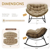 NICESOUL 2-Piece Outdoor Patio Papasan Rocking Chair, Cozy Oversized Wicker Gliding Lounge Chairs for Balcony - Photo 2