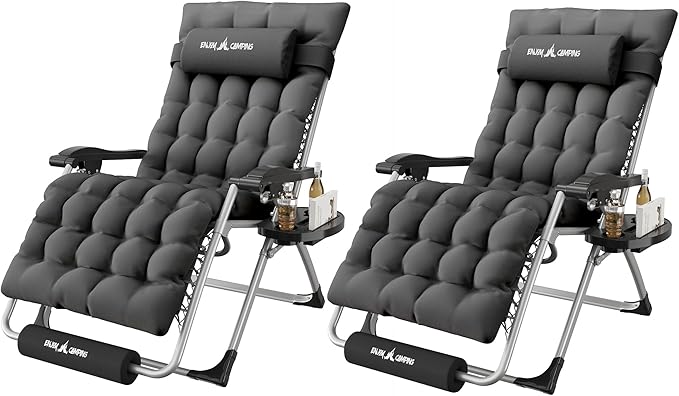 Amopatio Oversized Zero Gravity Chair, Reclining Camping Lounge Chair Upgraded Lock and Footrest, Cup Holder - Photo 1