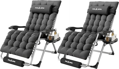 Amopatio Oversized Zero Gravity Chair, Reclining Camping Lounge Chair Upgraded Lock and Footrest, Cup Holder, Removable Cushion & Headrest Folding Patio Recliner for Indoor Outdoor