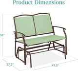 Best Choice Products 2-Person Outdoor Patio Swing Glider Steel Bench Loveseat Rocker for Deck, Porch w/Textilene Fabric - Photo 3