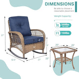 MEETWARM 3 Pieces Outdoor Wicker Rocking Chair Set - Photo 5