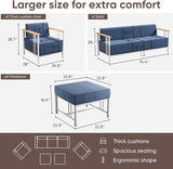 10-inch Thick Cushion Outdoor Furniture Set of 5, Patio Chair Set with Sofa,Wood Grain armrests, trapezoidal backrest - Photo 2