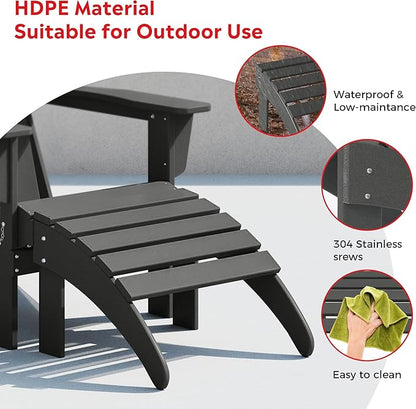 Costaelm Adirondack Chair Footrest Foldable Ottoman, Folding Ottoman Outdoor Foot Rest for Patio Waterproof, Adirondack Ottoman Outdoor, Gray