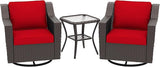 3 Pieces Patio Conversation Furniture Set - 2 Swivel Chairs, 1 Side Table - Photo 8