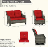 3 Piece Patio Furniture Set, 2-Seater Loveseat and 2 Swivel Glider Chairs Outdoors - Photo 2