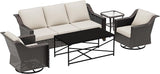 5 Pieces Outdoor Conversation Furniture Set - 77" Patio Sofa, 2 Swivel Rocker Chairs, 1 Side Table, 1 Metal Coffee Table - Photo 6