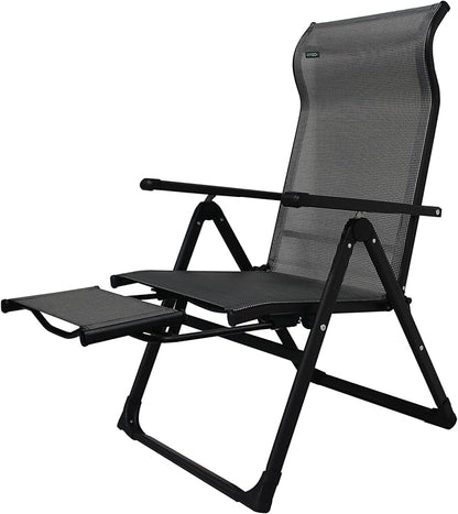 Caravan Sports Ergo+ - Adjustable Outdoor Patio Camping Lounge with Footrest & Headrest, Steel Frame Weather-Resistant Fabric – Folding Outdoor Chair