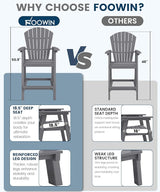 FOOWIN Tall Adirondack Chair Set of 2, All Weather HDPE Bar Height Adirondack Chair with Double Connecting Trays - Photo 4