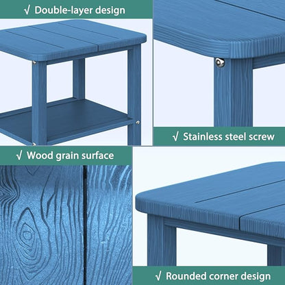 Patio Side Table, Outdoor HDPE Adirondack End Table for Patio,Outdoor Side Table for Backyard, Garden, Pool, Lawn,Navy