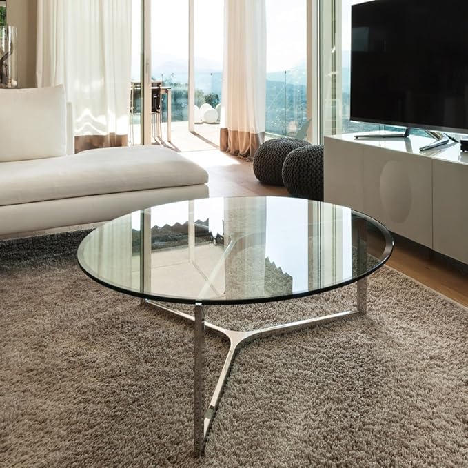 Dulles Glass 56 inch Round Glass Table Top - Tempered - 3/8" Thick Glass Surface, Safe Beveled Edge - Photo 2