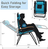 PHI VILLA XXL Oversized Padded Zero Gravity Chair Set of 2, Foldable Patio Recliner - Photo 3