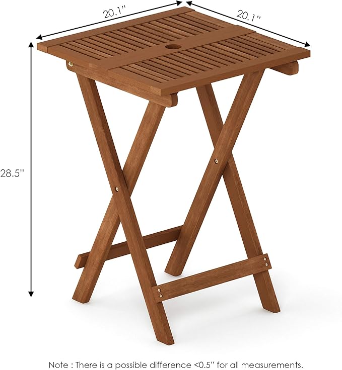 Furinno FG18065 Tioman Hardwood Patio Furniture Folding Table in Teak Oil, Large, Natural - Photo 3