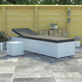 Sun Lounger White PE Rattan Patio Chaise Lounge Patio Sunbed for Pool Outside 76.8 in x 23.6 in x 12.2 - Photo 1