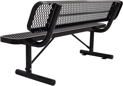 4FT Outdoor Metal Bench with Backrest & Portable Frame, Garden Patio Bench for 1-3 People, Park Benches for Outside Rust Proof, Commercial Heavy Duty Park Bench, Yard, Front Porch, School