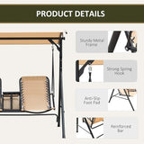 Outsunny 2-Seat Patio Swing Chair, Outdoor Canopy Swing Glider with Pivot Storage Table, Cup Holder, Adjustable Shade - Photo 6