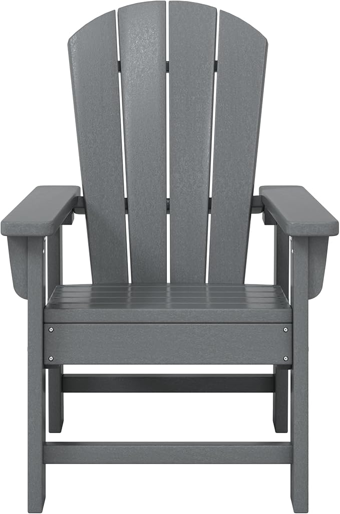 WestinTrends Malibu Kids Outdoor HDPE Adirondack Plastic Patio Chair, Gray