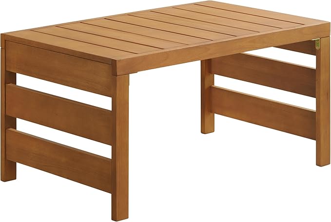 Alaterre Furniture Barton Outdoor Coffee Table - Weather-Resistant Eucalyptus Wood Slotted Table for Patio, Porch, Deck, or Poolside (Brown)
