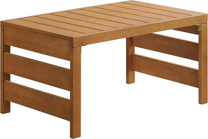 Alaterre Furniture Barton Outdoor Coffee Table - Weather-Resistant Eucalyptus Wood Slotted Table for Patio, Porch, Deck, or Poolside (Brown)