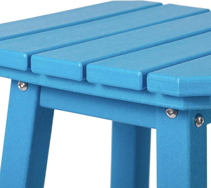 Costaelm 24" Height Outdoor Bar Stools, All-Weather Bar Stools, Adirondack Poly Patio Square Bar Stool for Patio, Deck, Kitchen Counter and Garden, Pacific Blue