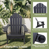 Adirondack Chair，All-Weather Can Used Patio Chair with Cup Holder，Sturdy Outdoor Lawn Chair，Easy Clean Surface and - Photo 7