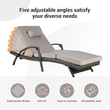 KEIKI Wicker Outdoor Chaise Lounge Chairs Set of 2 for Patio & Pool Side with 5-Level Adjustable Backrest and Cushions - Photo 4