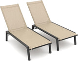 Patio Chaise Lounge Set of 2 with 4 Adjustable Backrest, Foldable Aluminum Chaise Lounge Chair Recliner for Outdoor - Photo 1