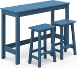 SERWALL 3-Piece Outdoor Bar Set, Rectangular All Weather HDPE Bar Height Patio Set - Photo 1