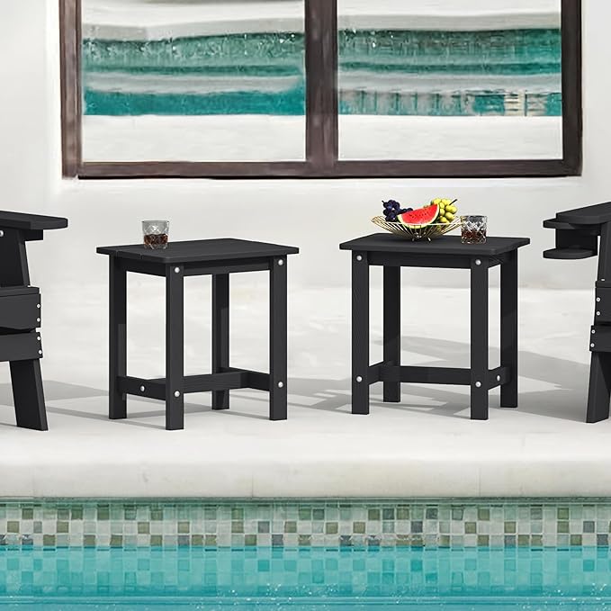 LUE BONA Outdoor Side Table Set of 2, HDPS Small Outdoor Table, Adirondack Side Table, Outside End Table for Patio - Photo 2
