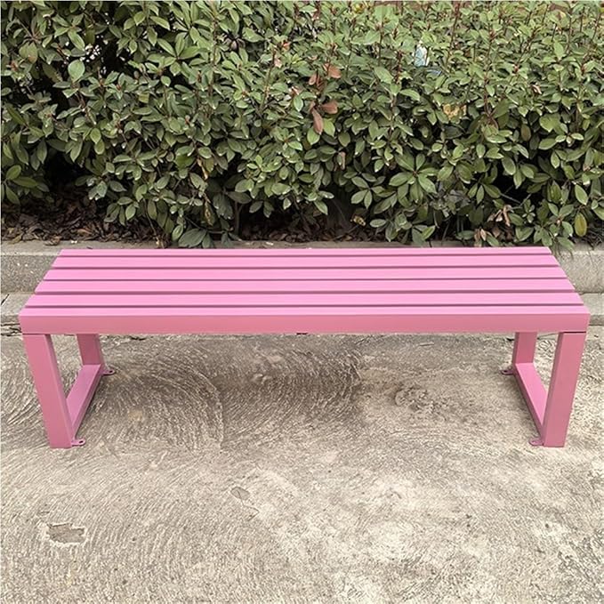 Metal Garden Benches, Backless Locker Room Bench, Multifunctional Long Bench with Steel Frame, 2-Person Outdoor Bench for Park, Porch, Patio, Entryway(Pink,100cm/39.4in)