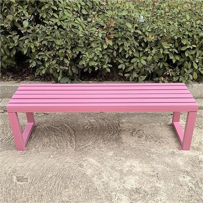 Metal Garden Benches, Backless Locker Room Bench, Multifunctional Long Bench with Steel Frame, 2-Person Outdoor Bench for Park, Porch, Patio, Entryway(Pink,120cm/47.2in)