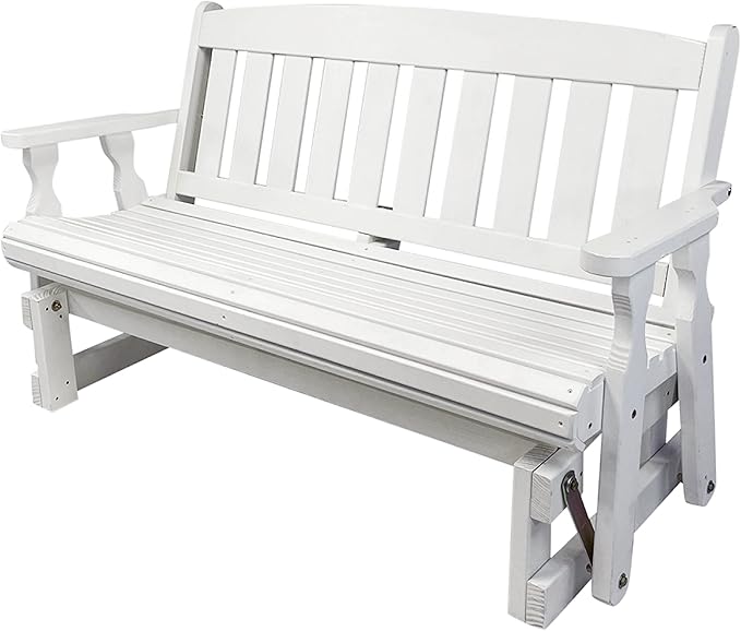 Amish Casual Heavy Duty 800 Lb Mission Pressure Treated Porch Glider (4 Foot, Semi-Solid White Stain) - Photo 1