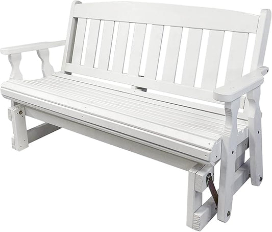 Amish Casual Heavy Duty 800 Lb Mission Pressure Treated Porch Glider (4 Foot, Semi-Solid White Stain)