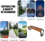Outdoor Garden Bench, Metal Garden Bench, Stainless Steel and Wood-Look Finish, High Load Capacity, for Balcony, Pool - Photo 6