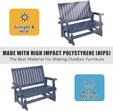 HIPS Patio Glider with Cup Holders, Durable Poly Lumber Material, All-Weather Resistant - Photo 5