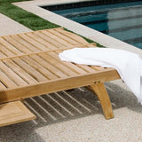 Ash & Ember Hawthorne Grade A Teak Double-Wide Reclining Lounge Chair, Four Adjustable Backrest Positions, Pull-Out Tray - Photo 6
