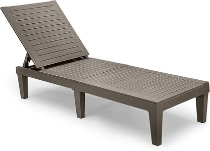 YITAHOME Chaise Outdoor Lounge Chairs with Adjustable Backrest, Multi-Functional Patio Loungers Easy Assembly & Lightweight, Waterproof Poolside Chaise Lounge with 265lbs Capacity - Taupe