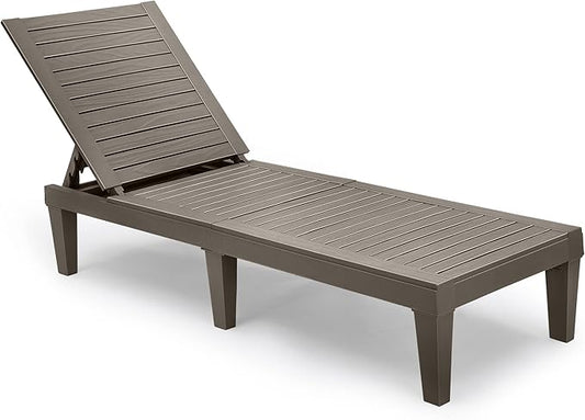YITAHOME Chaise Outdoor Lounge Chairs with Adjustable Backrest, Multi-Functional Patio Loungers Easy Assembly & Lightweight, Waterproof Poolside Chaise Lounge with 265lbs Capacity - Taupe