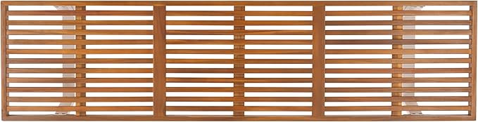 SAFAVIEH Outdoor Patio Furniture Collection – Heather Natural Brown Solid Wood Patio Bench with White Steel Legs, 72-Inch Modern Outdoor Seating for Garden, Porch or Patio (PAT7327A)